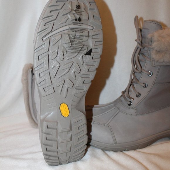 NEW UGG MEN\'S BUTTER‎ WATERPROOF LEATHER SHEARLING SNOW WINTER BOOTS PUTTY GRAY main image 3